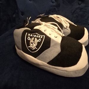 NFL Raiders Black and Gray Women's Slippers